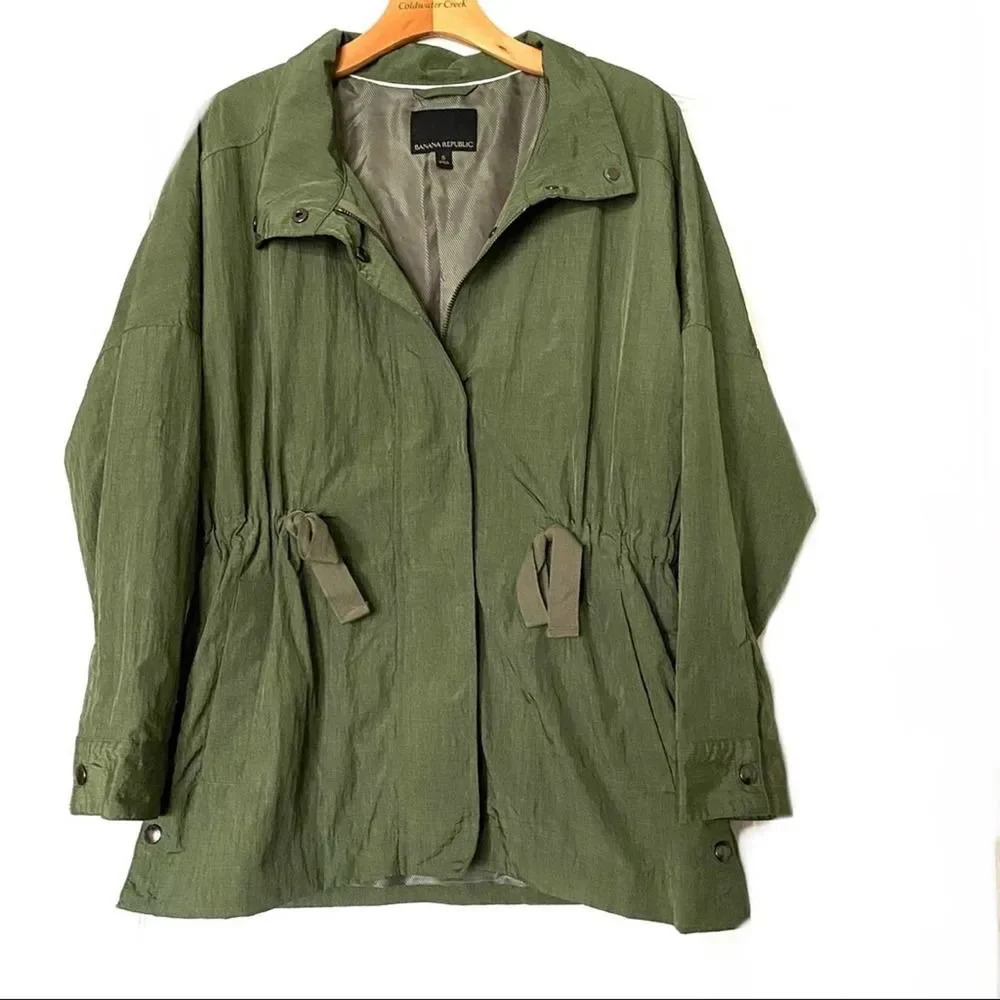 Banana Republic Green Windbreaker Utility Jacket Coat S 4 6 Lightweight